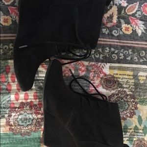 Black Lace Up High Heel Booties